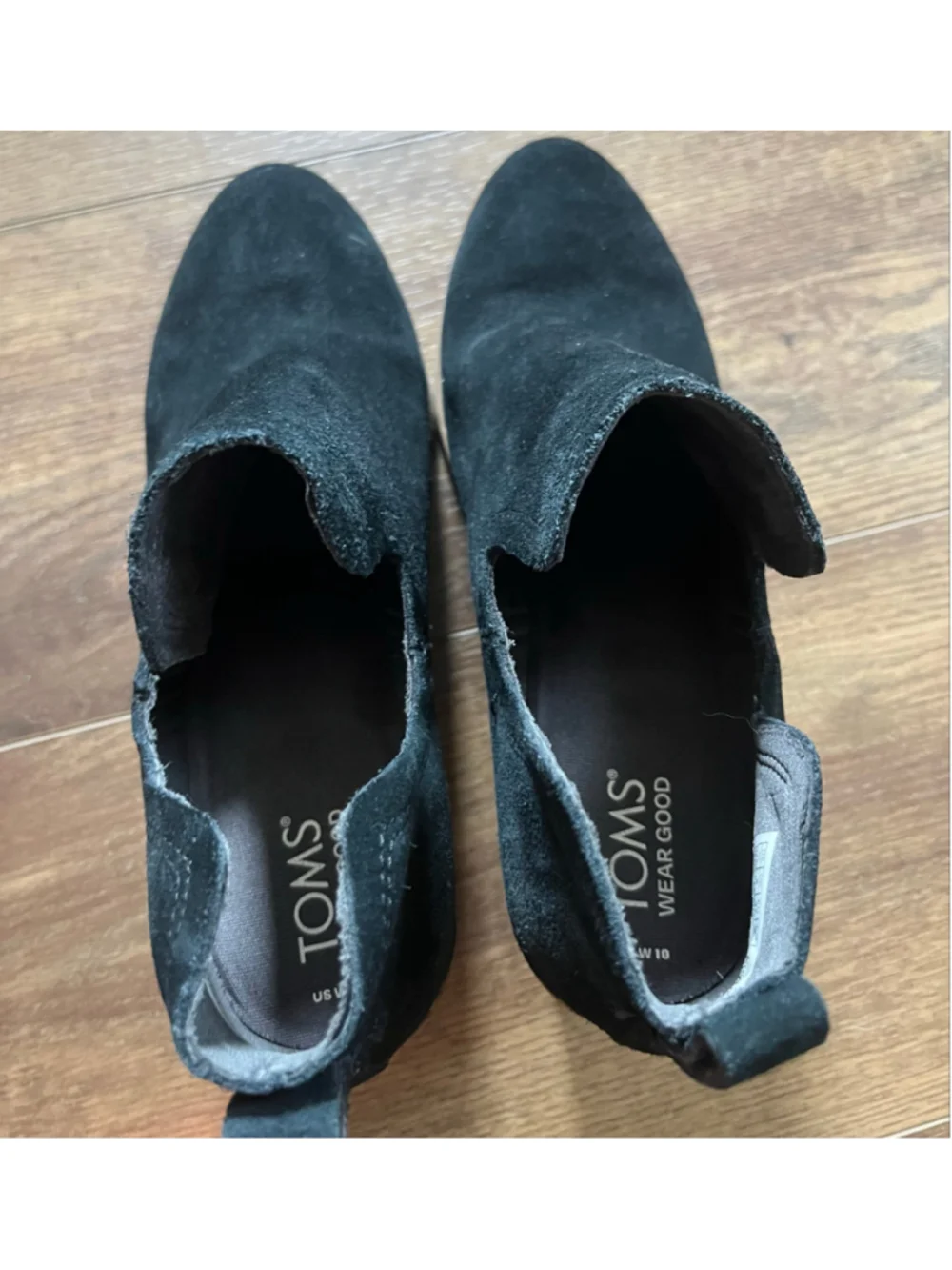 TOMS Kallie Black Suede Wedge Ankle Boots size 10